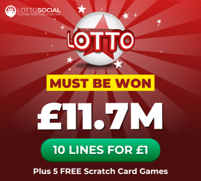 £11.7M Lotto Jackpot Must Be Won - Get 10 Lines For £1